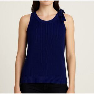 Gap Women’s Tie Neck Tank Uniform Sleeveless Sweater XL Ribbed Minimalist Preppy